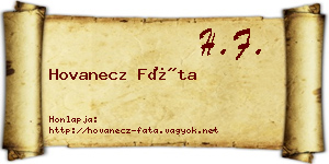 Hovanecz Fáta névjegykártya